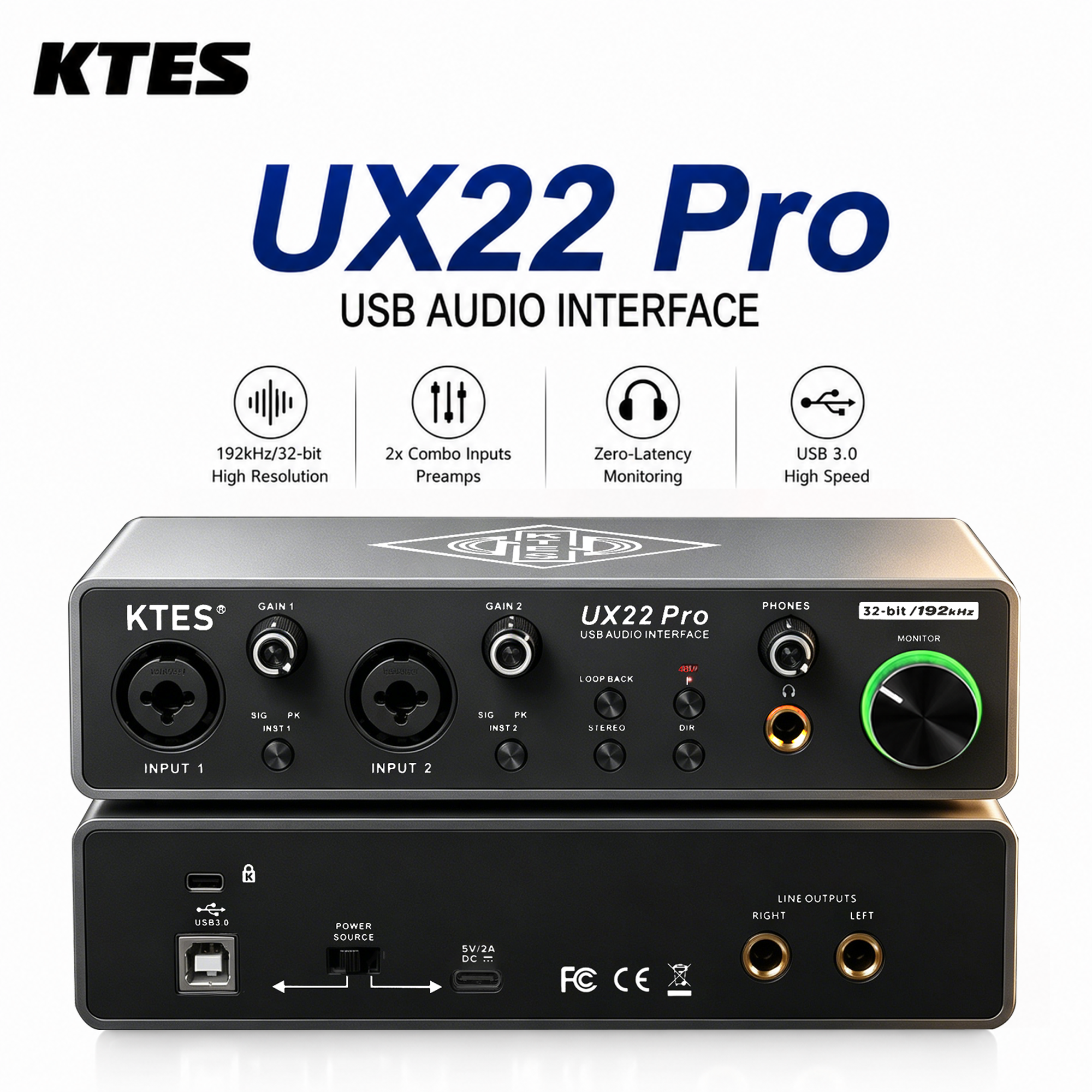 Audio Music Tiktok - UX22 Pro Audio Interface 192kHz 32-Bit