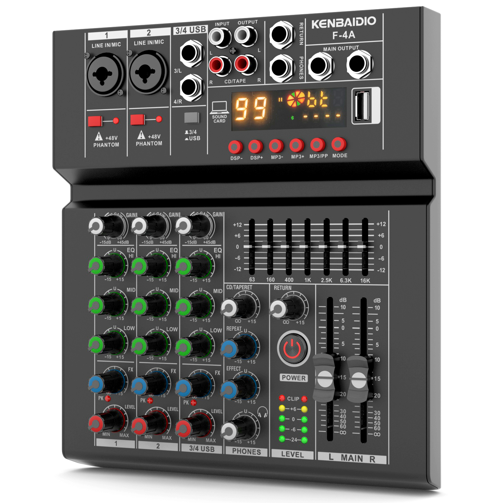 Audio Mixer 4 Channel - KENBAIDIO 4 Channel Audio Mixer 99