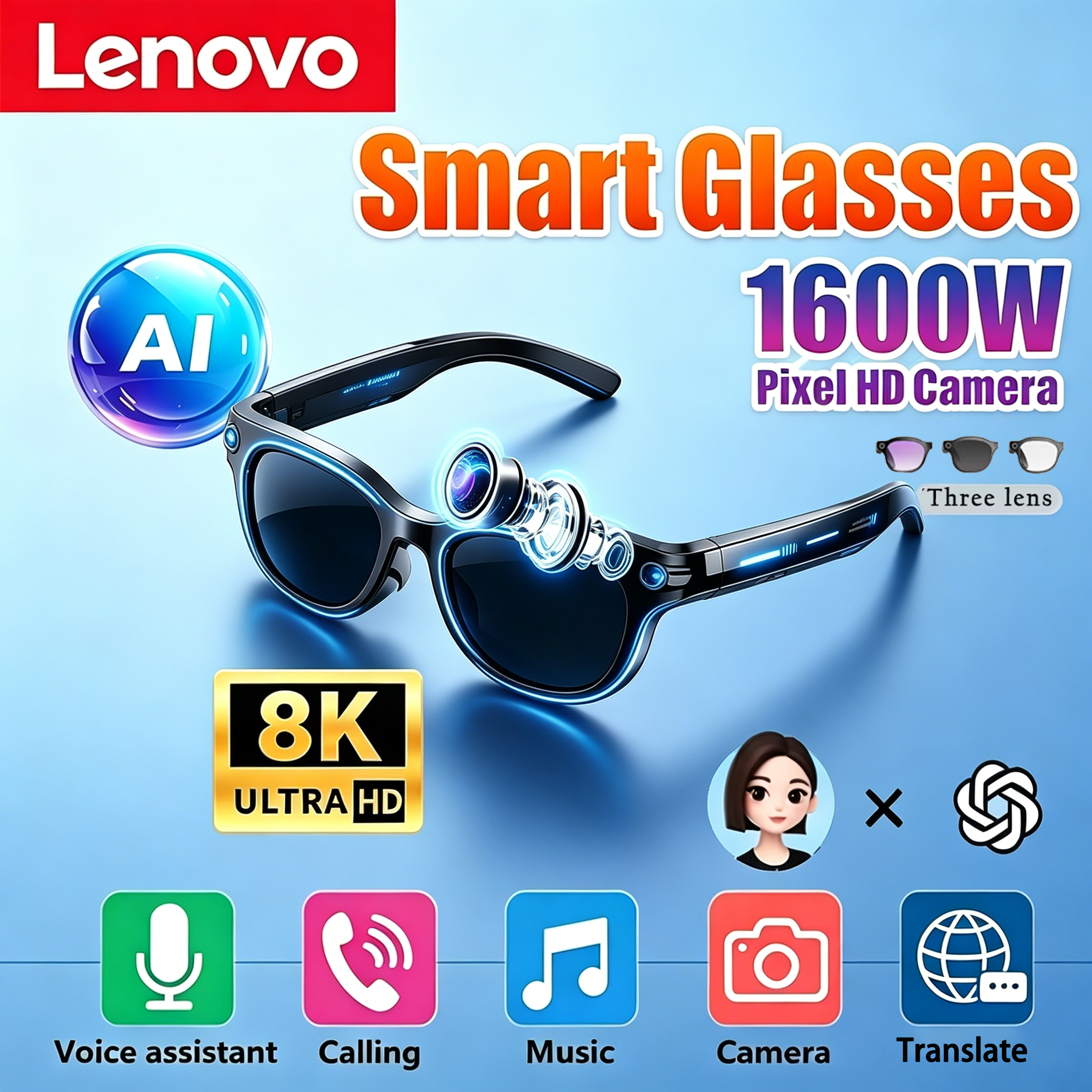 Audio Music To Video Ai Free - Lenovo 8K HD AI Smart Glasses