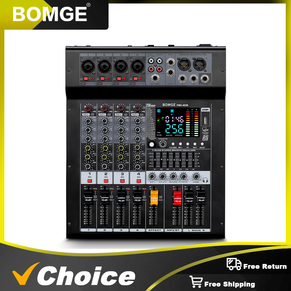 Audio Mixer 4 Channel - Professional Audio Mixer BOMGE PMX-402B 4-Channel