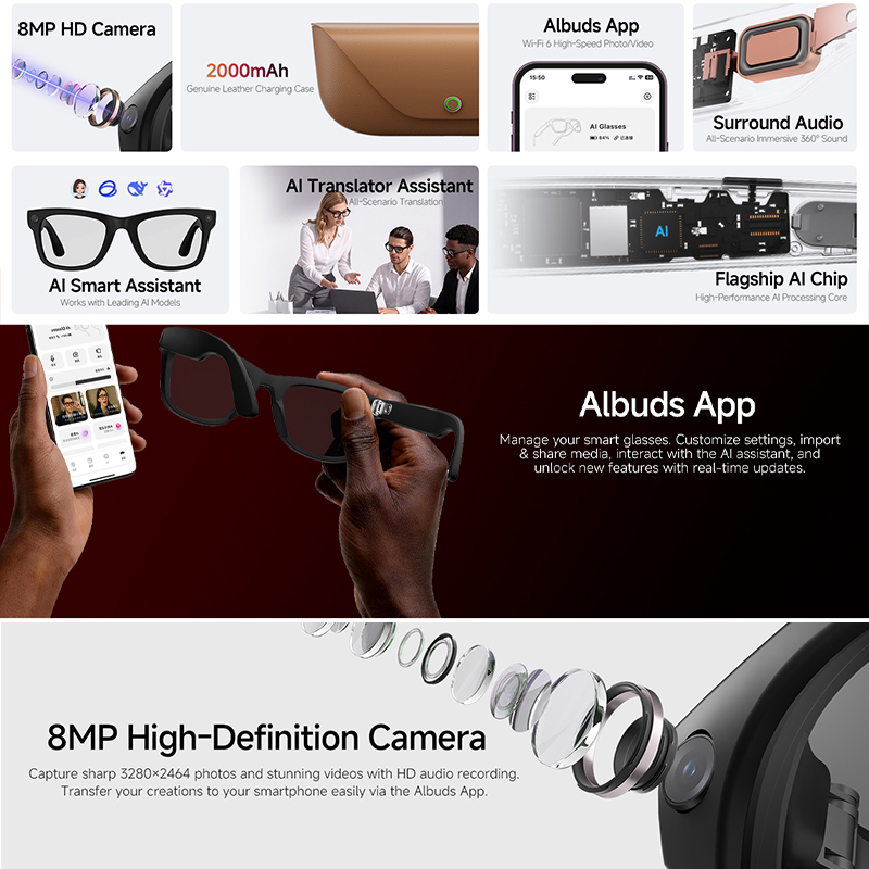 2026 New AI Smart Glasses 8MP  – Audio Music To Video Ai Free Bewertung und Preis